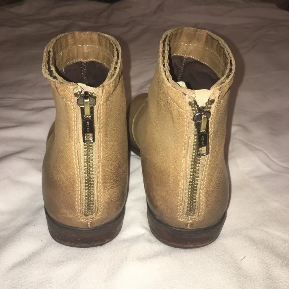 OTBT bootie Womens 8 tan Tilton desert genuine leather ankle zip Moto Hipster - Picture 3 of 7